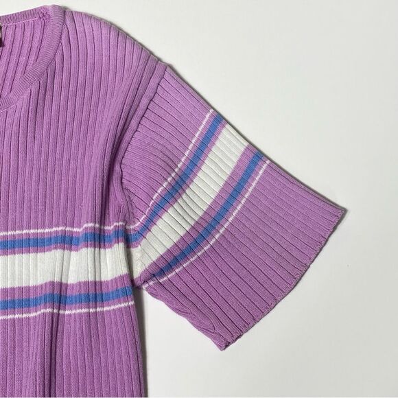 Great Northwest Clothing Company Y2K Ribbed Purple Striped Sweater Tee Size M - Picture 4 of 15
